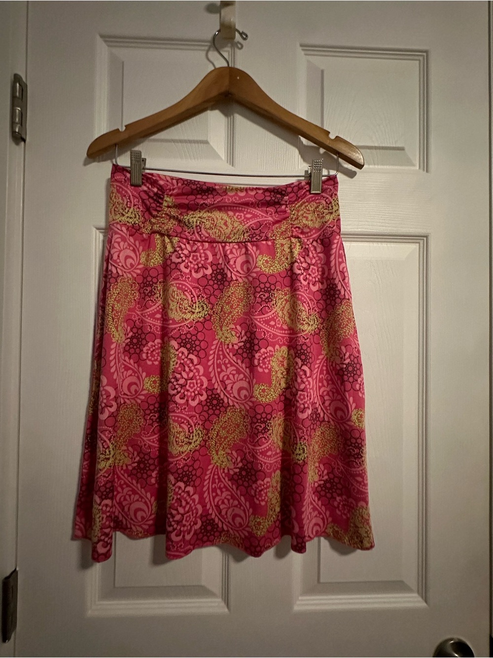 Pink Paisley Circle Skirt with Golden Accents